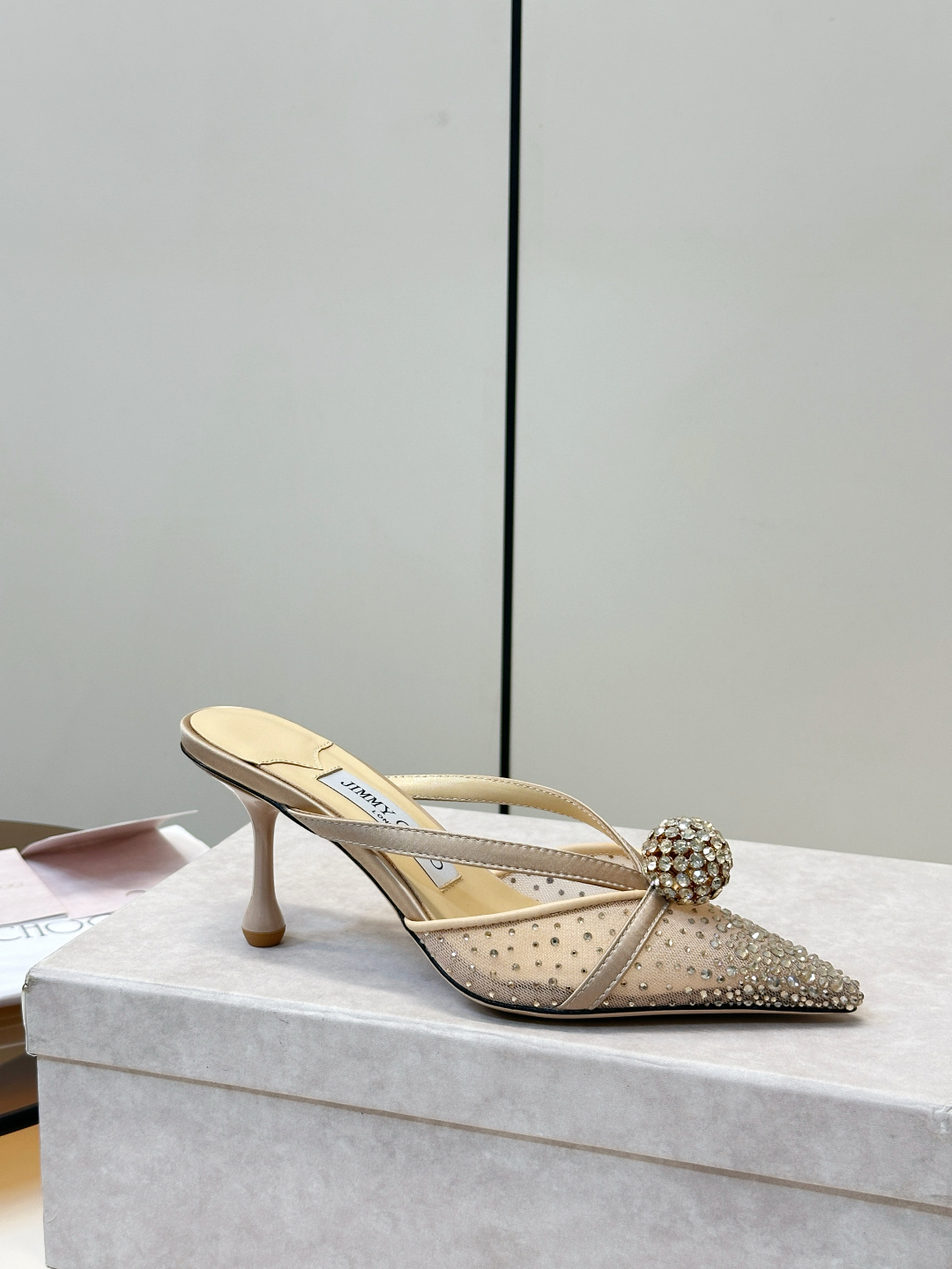 Jimmy Choo ​​Jimmy Choo 方头 网纱烫钻 高跟凉拖