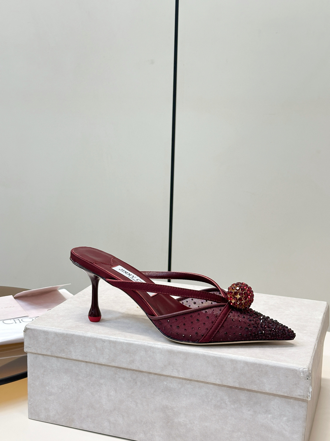 Jimmy Choo ​​Jimmy Choo 方头 网纱烫钻 高跟凉拖
