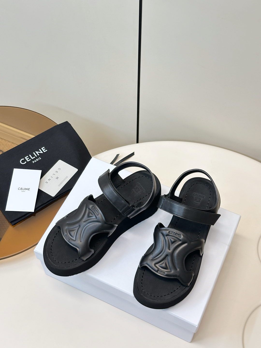 Celine CELINE 凯旋门厚底魔术贴凉鞋