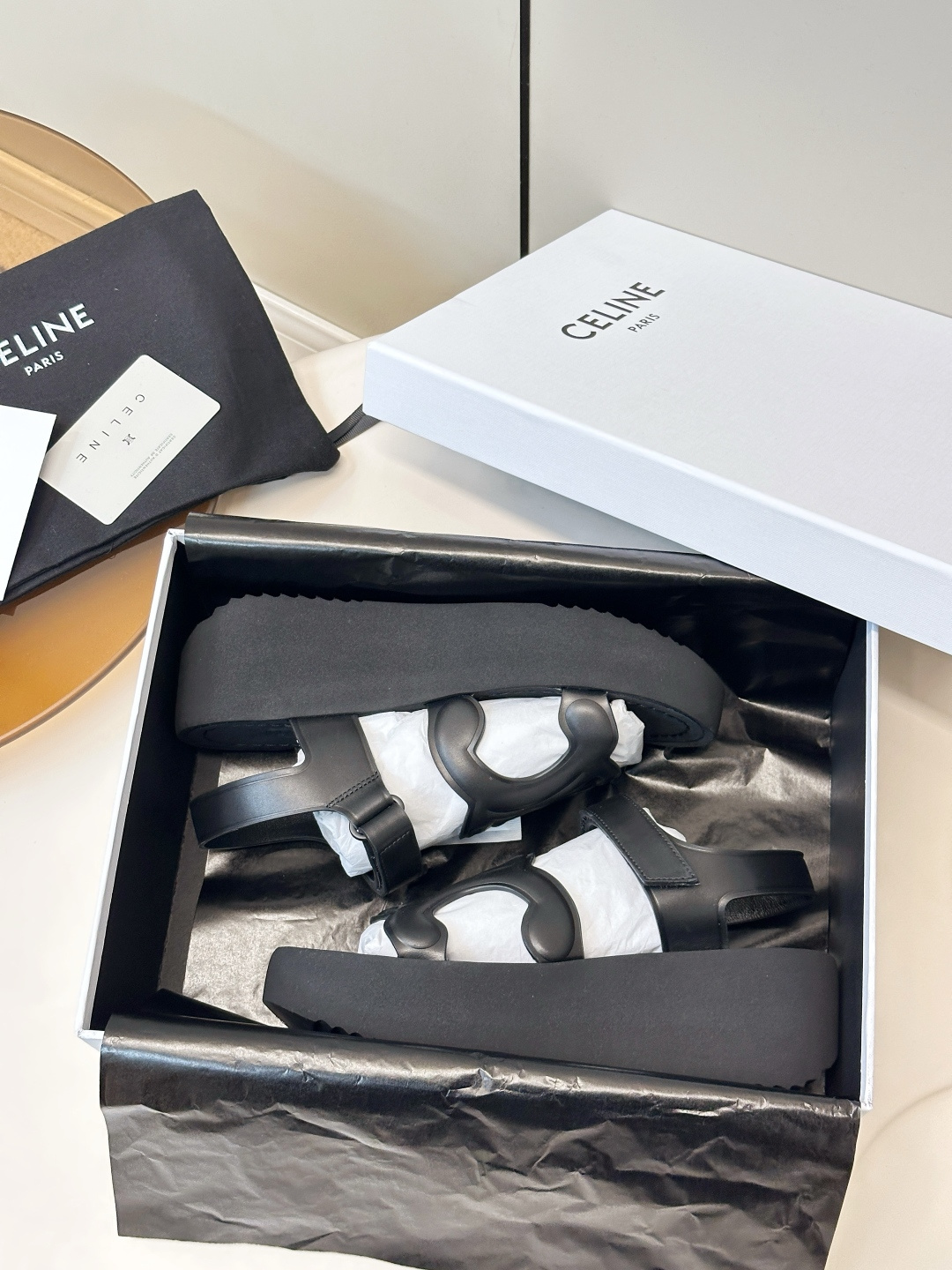Celine CELINE 凯旋门厚底魔术贴凉鞋