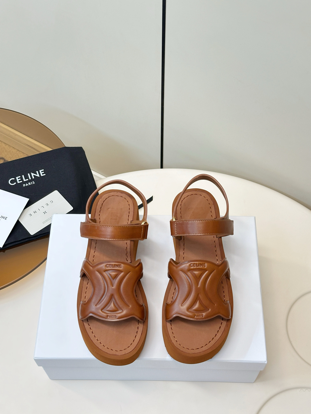 Celine CELINE 凯旋门厚底魔术贴凉鞋