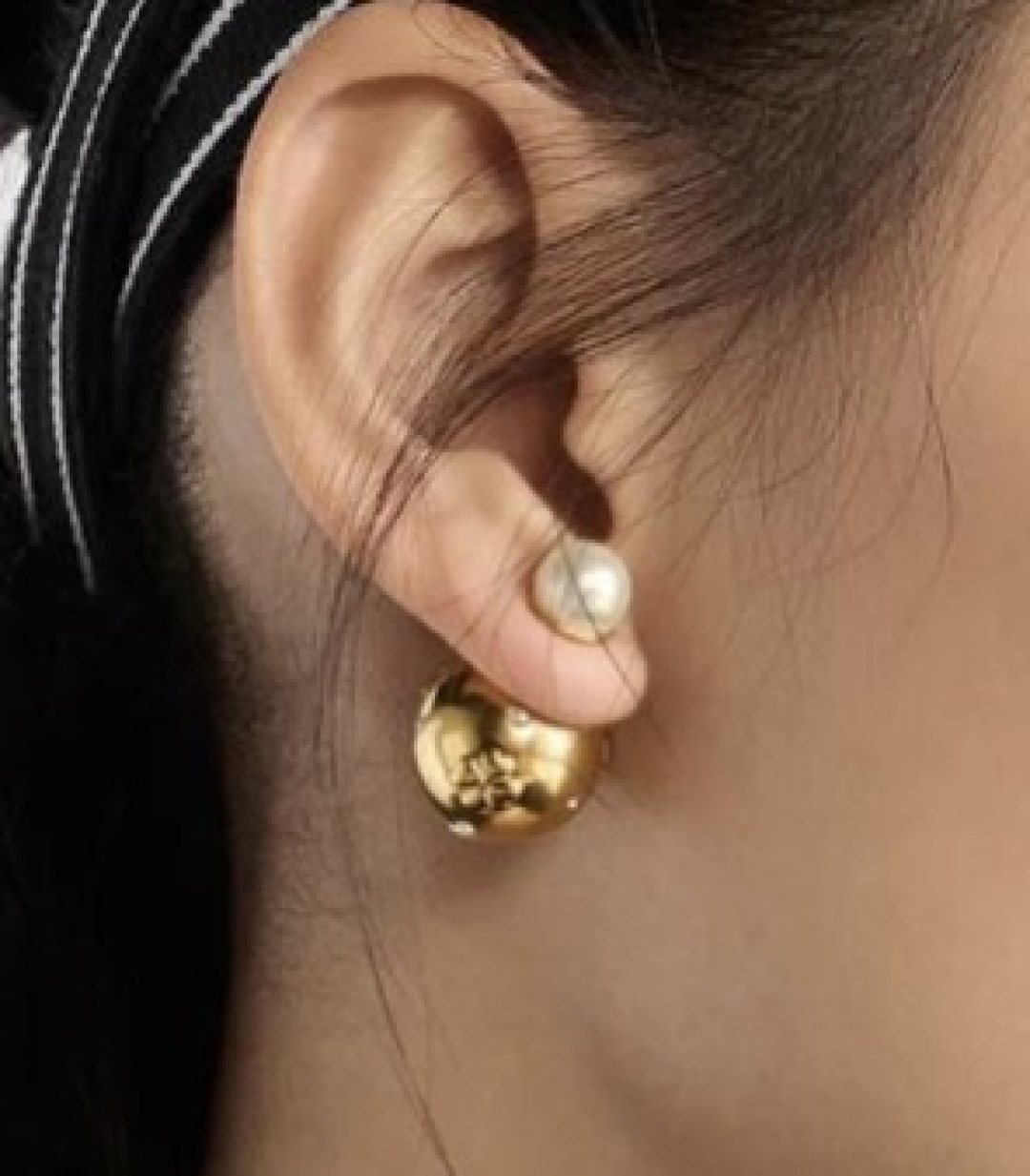 Dior Tribales Earrings Gold Finish Metal and White Resin Pearls, Stud Earrings 3 cmp i1743081326013 3896 0 7