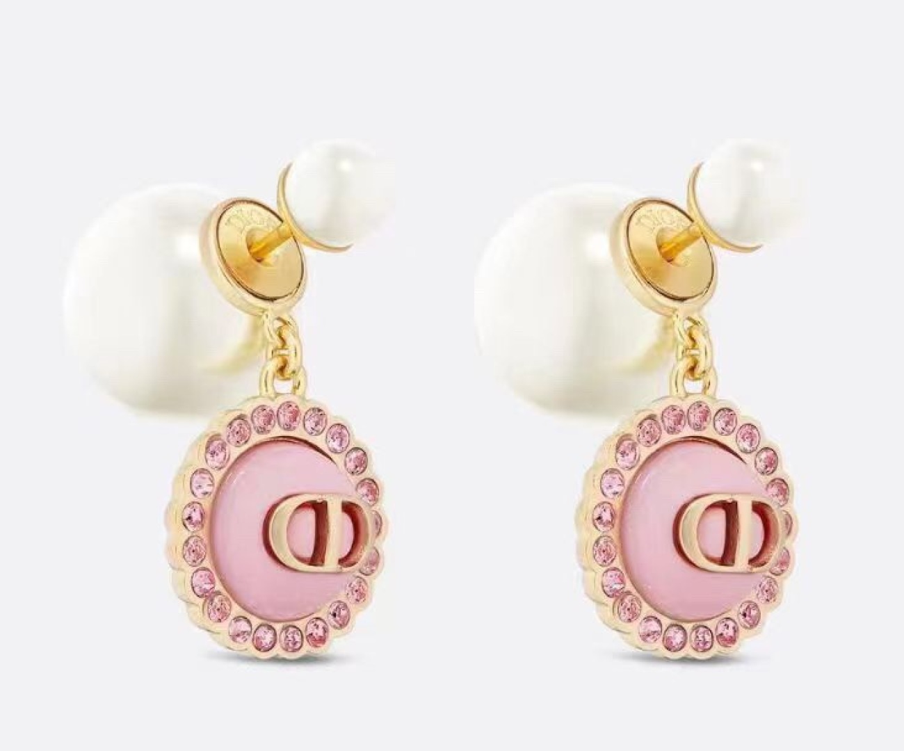 Dior Tribales Pearl Earrings,Gold Finish Metal, White Resin Pearls 3 cmp i1743221223652 2414 0 1