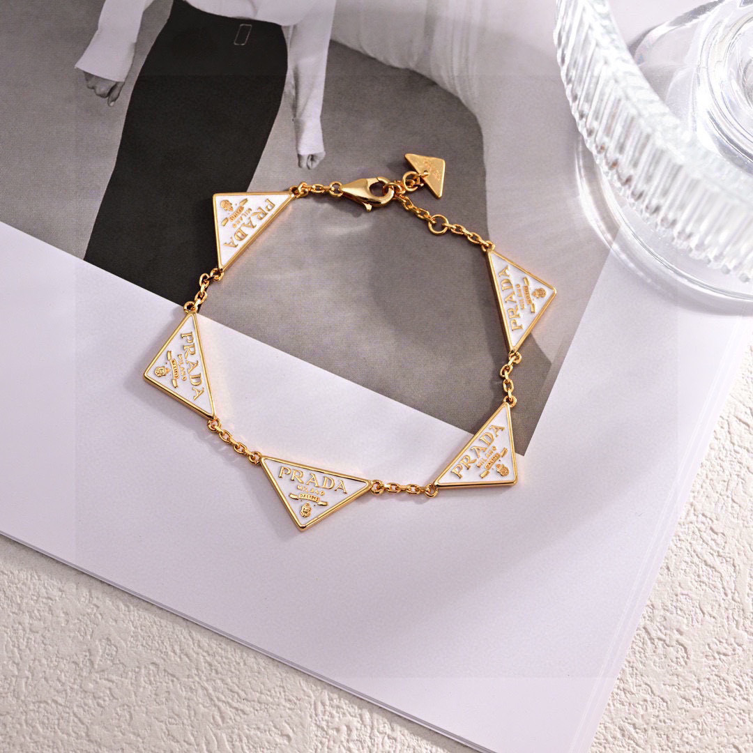 Prada Triangle Logo Necklace & Bracelet Set - Gold Finish 10 cmp i1747714530954 8140 0 8