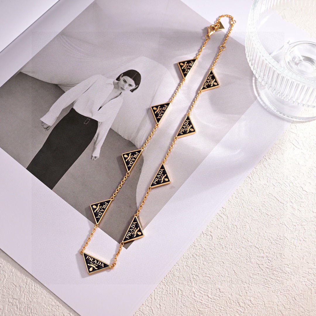 Prada Triangle Logo Necklace & Bracelet Set - Gold Finish 6 cmp i1747714531708 9870 0 4