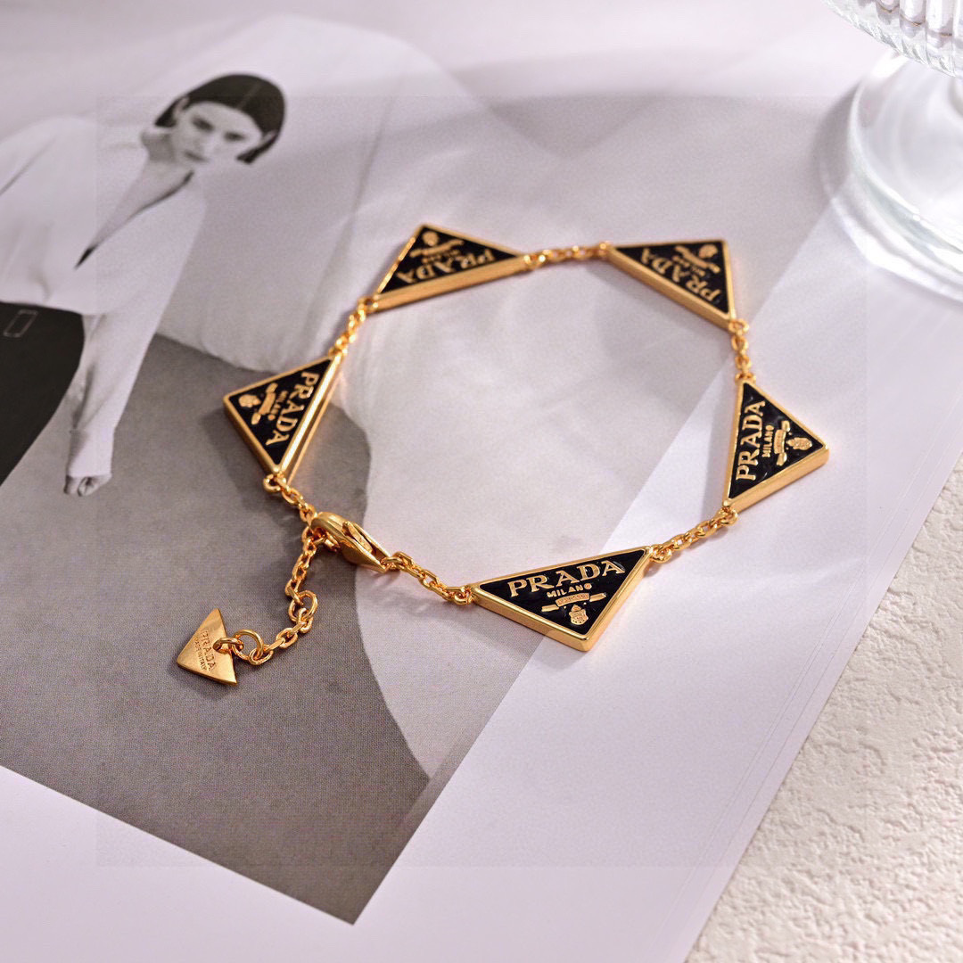 Prada Triangle Logo Necklace & Bracelet Set - Gold Finish 9 cmp i1747714531709 5475 0 7
