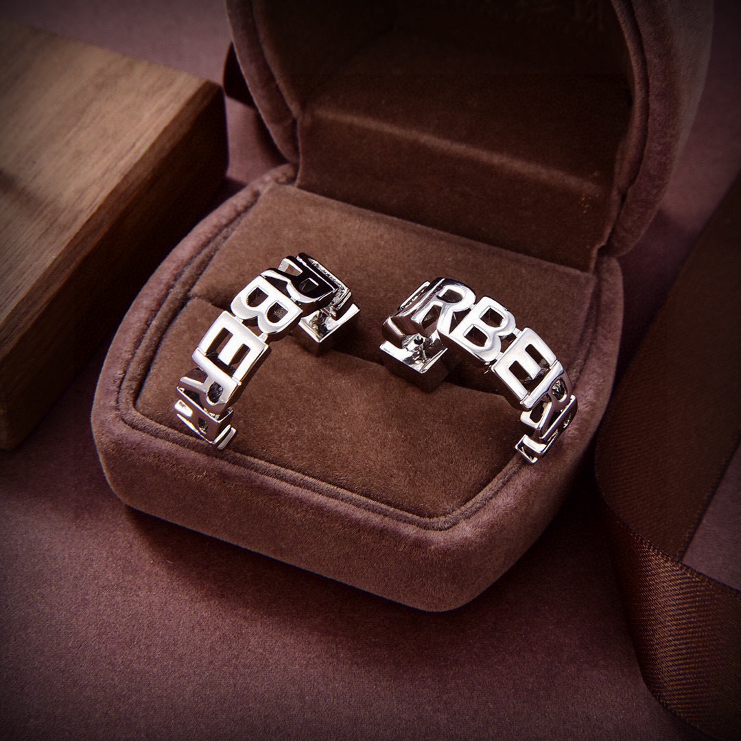 Burberry Women's Silver-Tone Logo Lettering Hoop Earrings, Elegant Design 7 cmp i1747714760102 2042 0 5