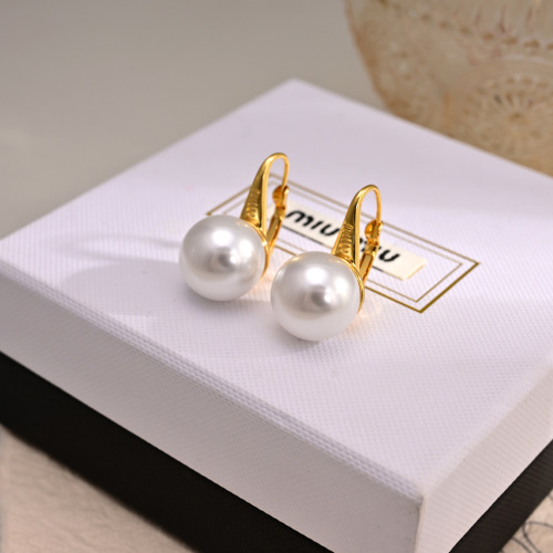 Miu Miu Pearl Drop Earrings Elegant Gold Color Carved Ear Jewelry 1 Miu Miu Pearl Drop Earrings Elegant Gold Color Carved Ear Jewelry