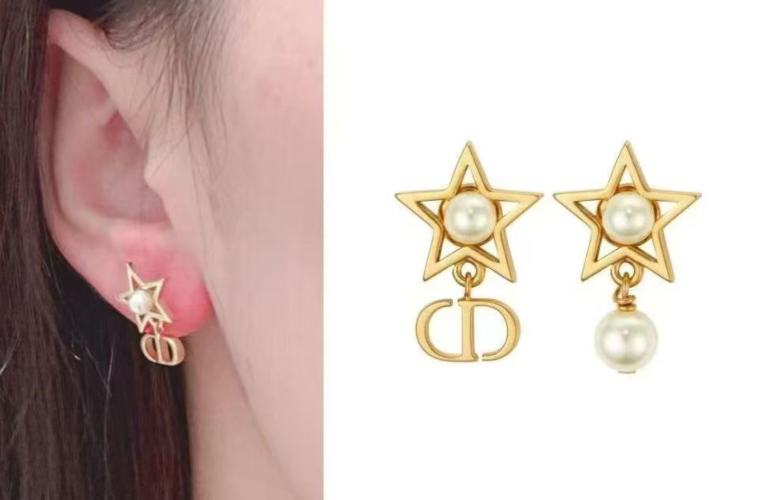 Elegantes Pendientes Dior con Estrella y Perla para un Toque de Glamour 1 Elegantes Pendientes Dior con Estrella y Perla para un Toque de Glamour