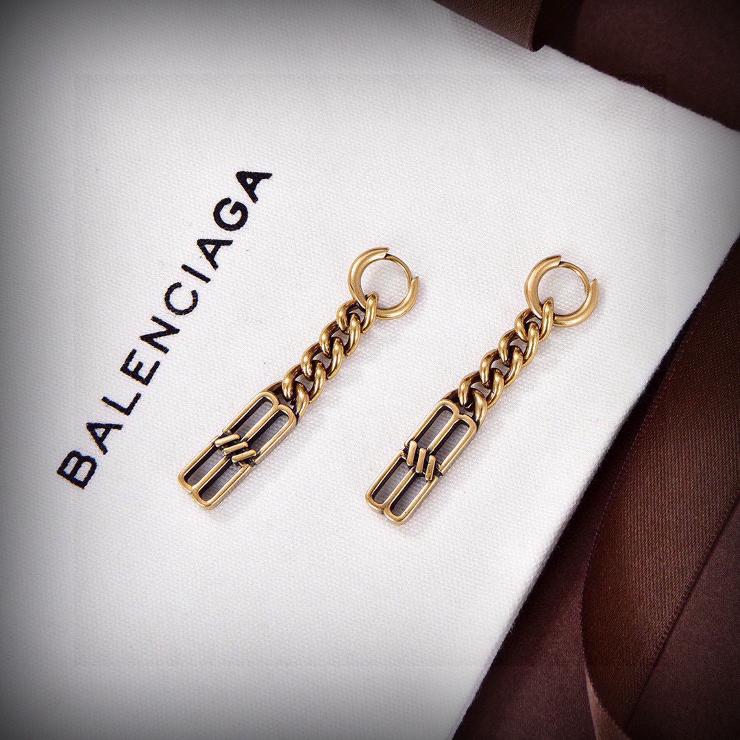 ❤️原单货🔹🔹新品 巴黎世家 Balenciaga 新款方钻耳钉🔹专柜一致黄铜材质电镀18k金 火爆款出