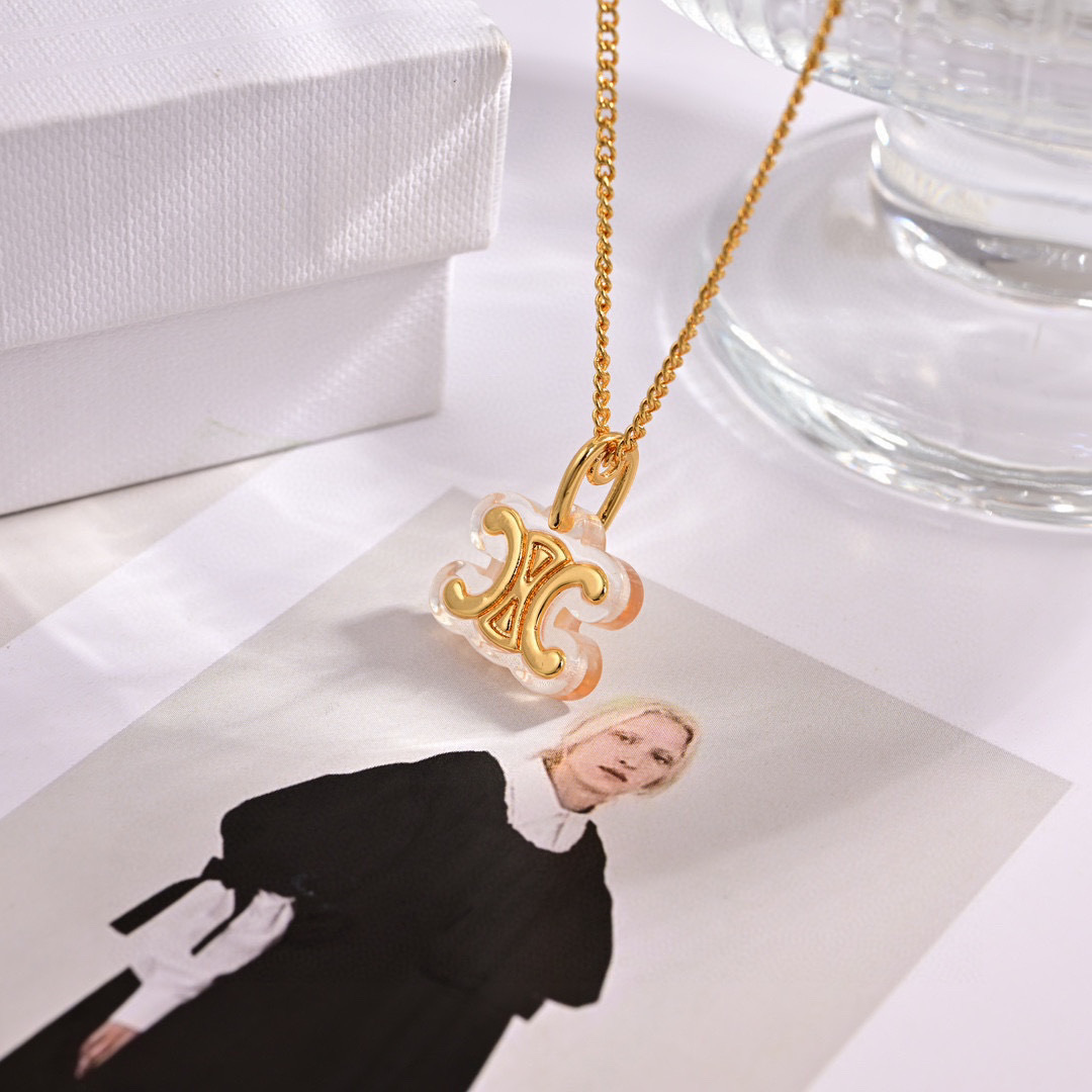 耳钉项链❤️Celine凯旋门项链❤耳钉️❤️PRECLOUS新品 简单时尚金色🌟专柜一致 火爆款出货 