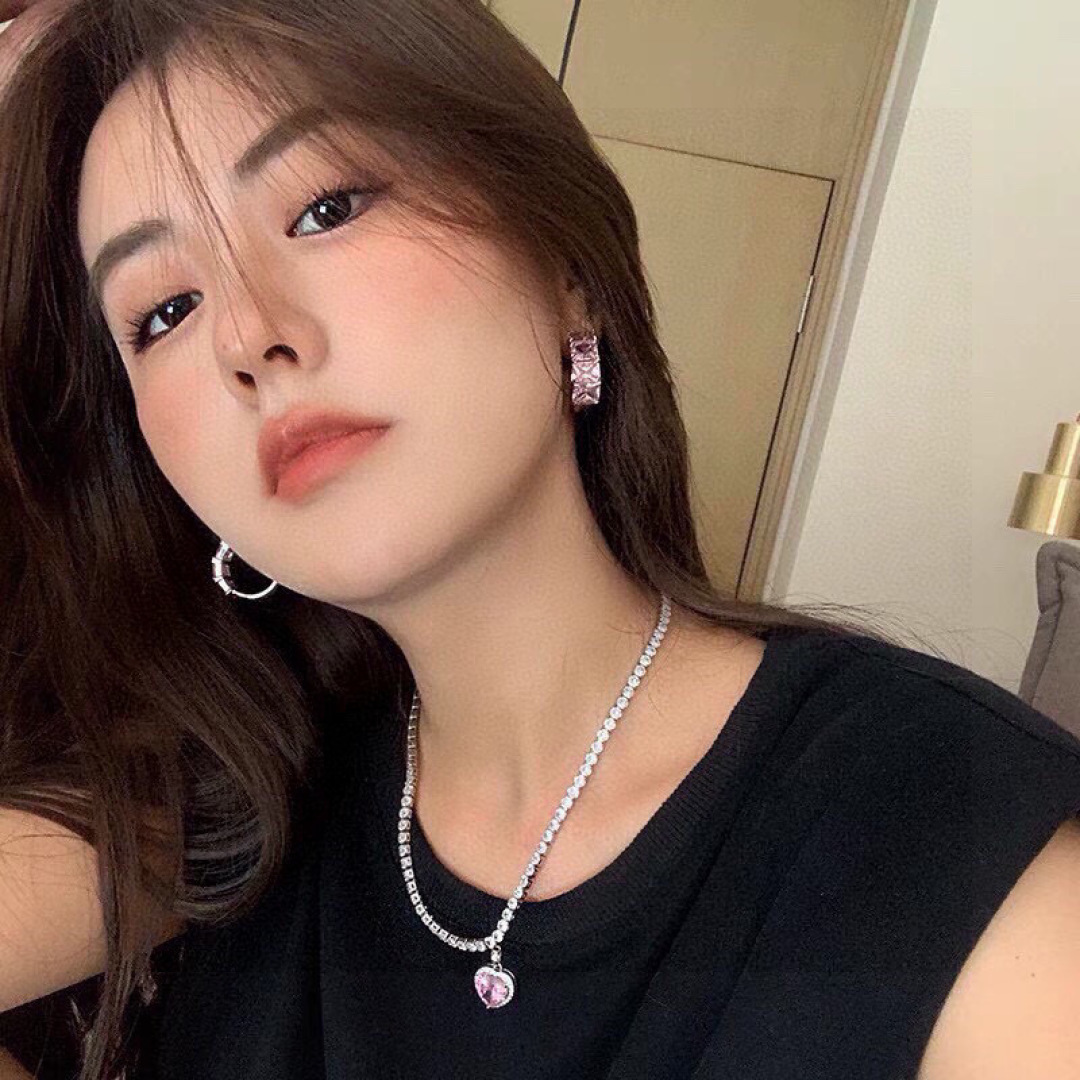 Celine Crystal Hoop Earrings earrings silver-toned metal with pink rectangular crystals 1 5cm diameter
