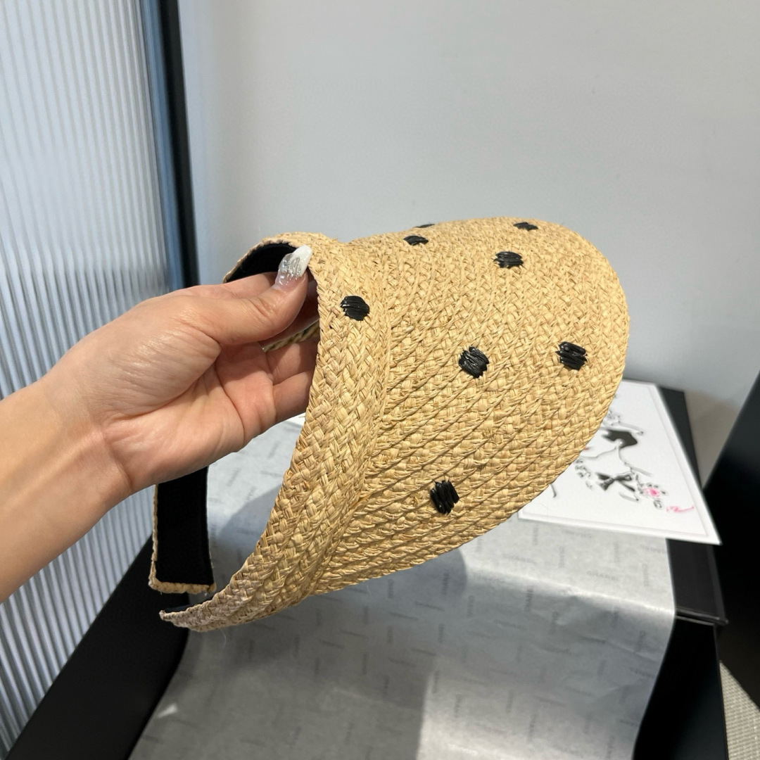 P

Chanel香奈儿拉菲草遮阳帽，发箍草帽