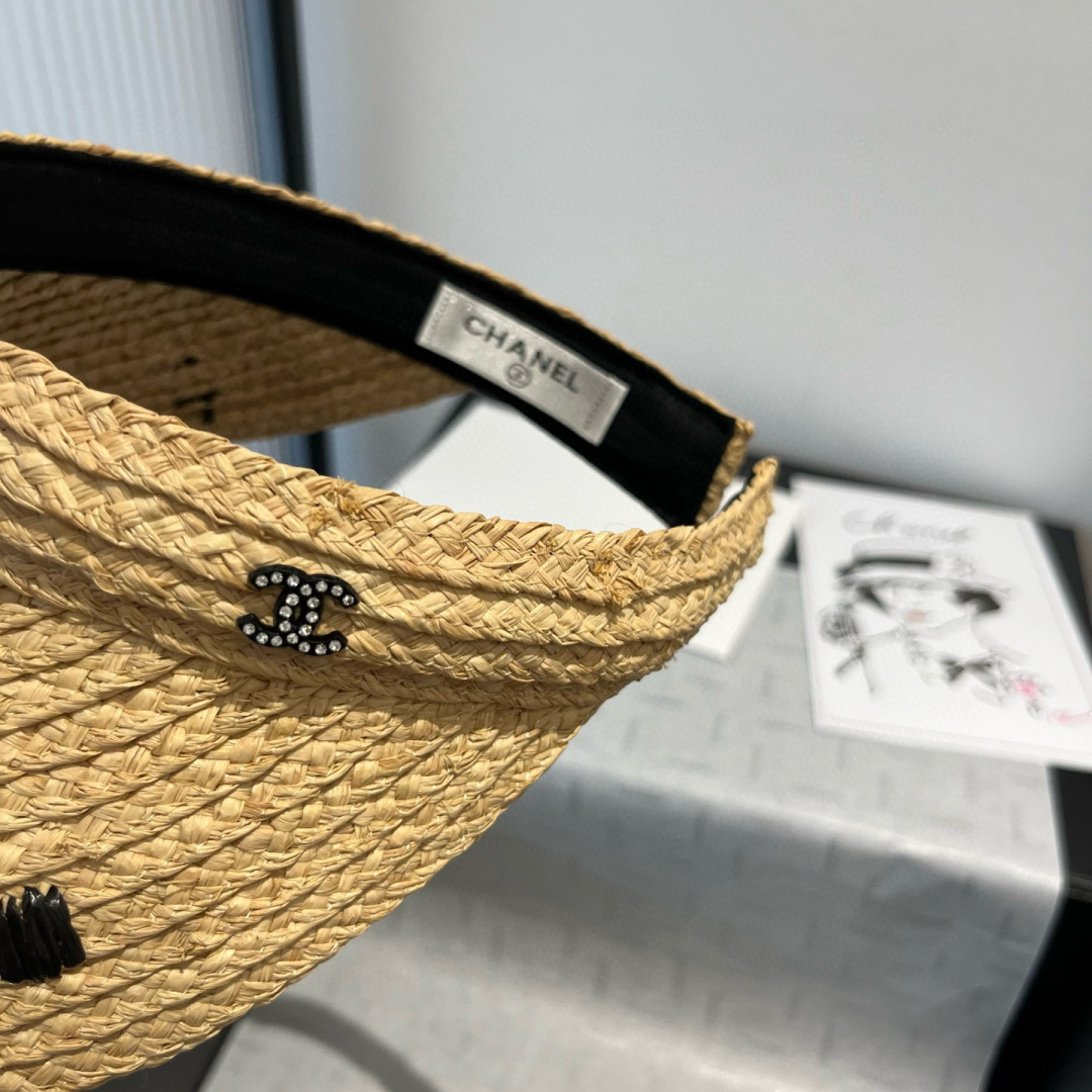 P

Chanel香奈儿拉菲草遮阳帽，发箍草帽