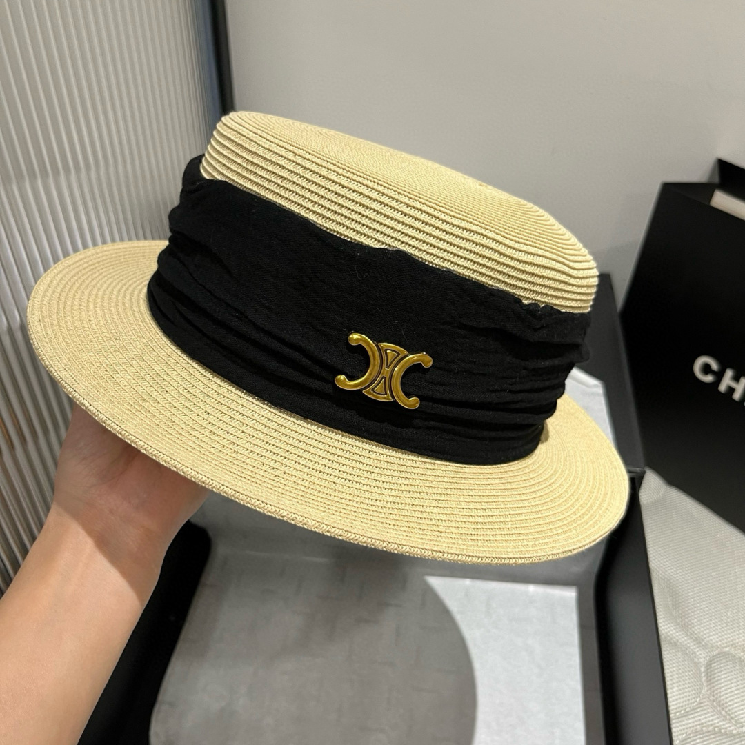 P

Celine赛琳平顶礼帽，夏日草帽 头围57cm