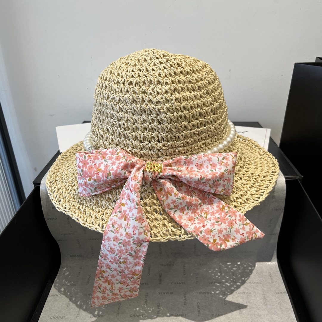 P

miumiu缪缪新款纸草遮阳帽，头围57cm