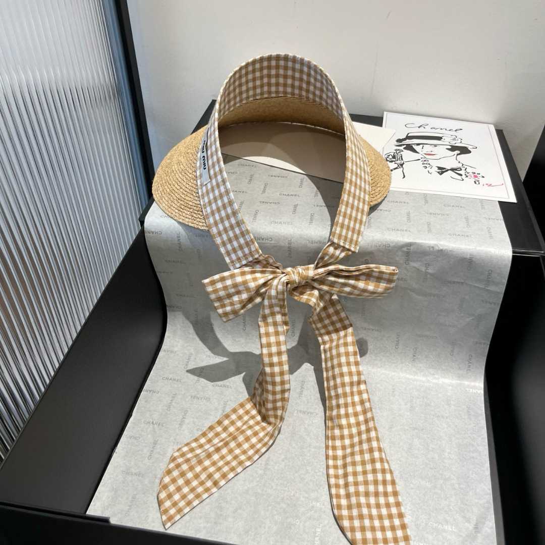 P
缪缪miumiu2024春夏新款拉菲遮阳帽，发箍高级定制，