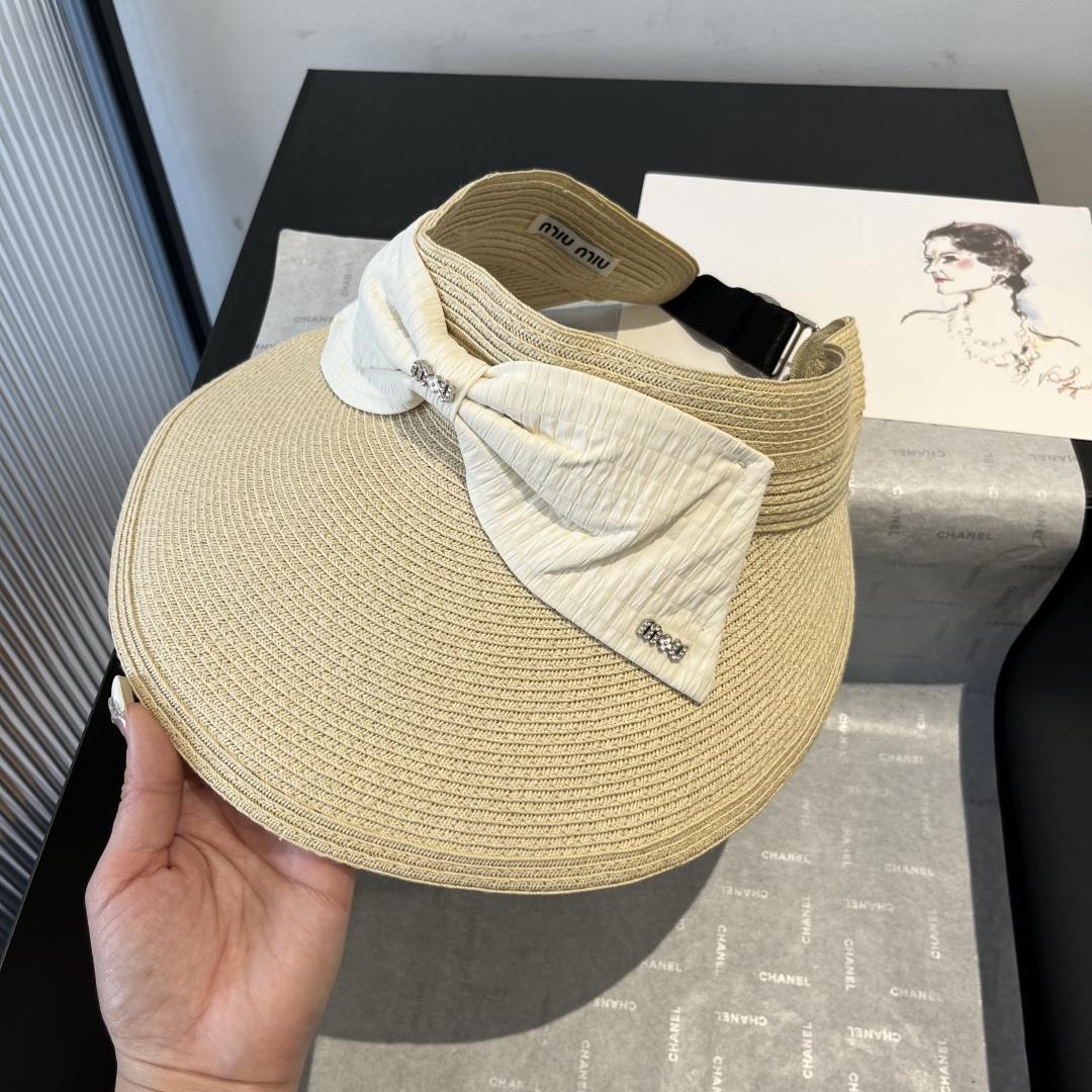 P

miumiu缪缪新款蝴蝶结空顶草帽