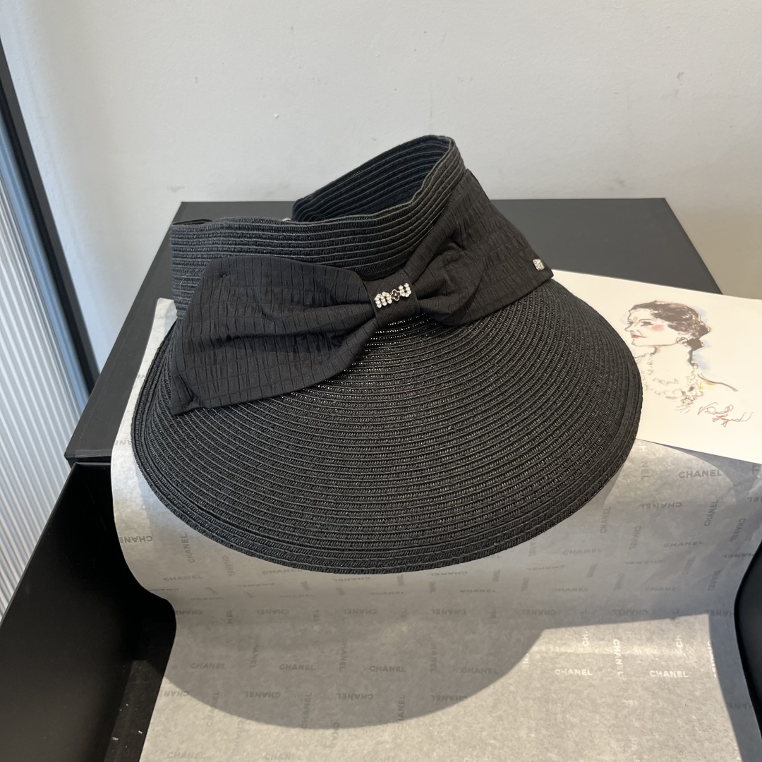 P

miumiu缪缪新款蝴蝶结空顶草帽