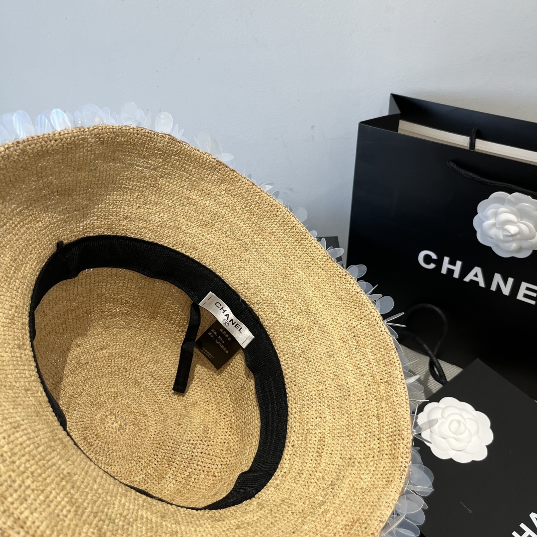 P

Chanel香奈儿拉菲草帽 ，纯手工钩织，高端定制，头围57cm