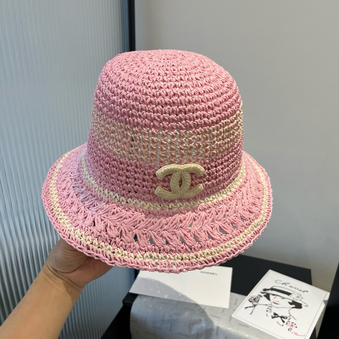 P

Chanel香奈儿手钩草帽，遮阳草帽，可折叠，头围57cm