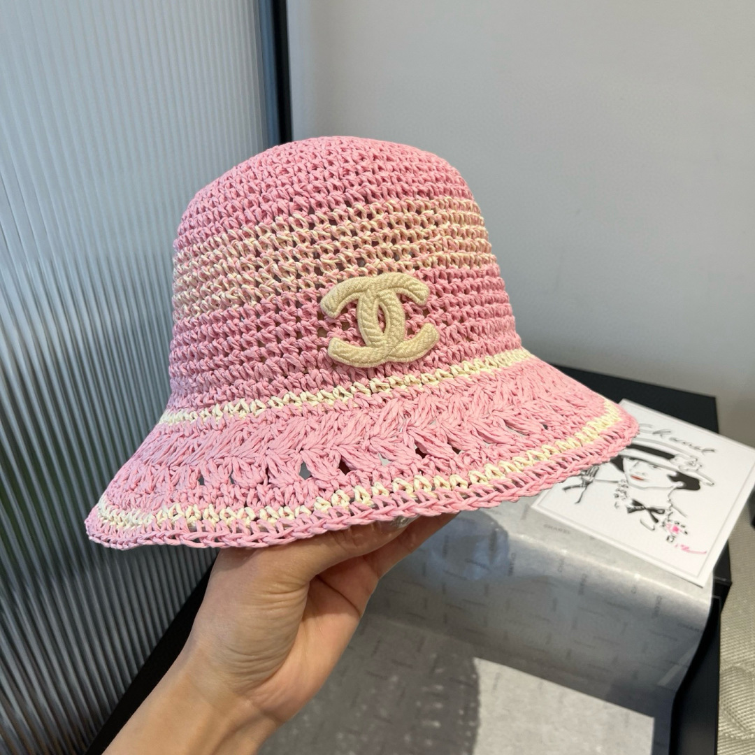 P

Chanel香奈儿手钩草帽，遮阳草帽，可折叠，头围57cm