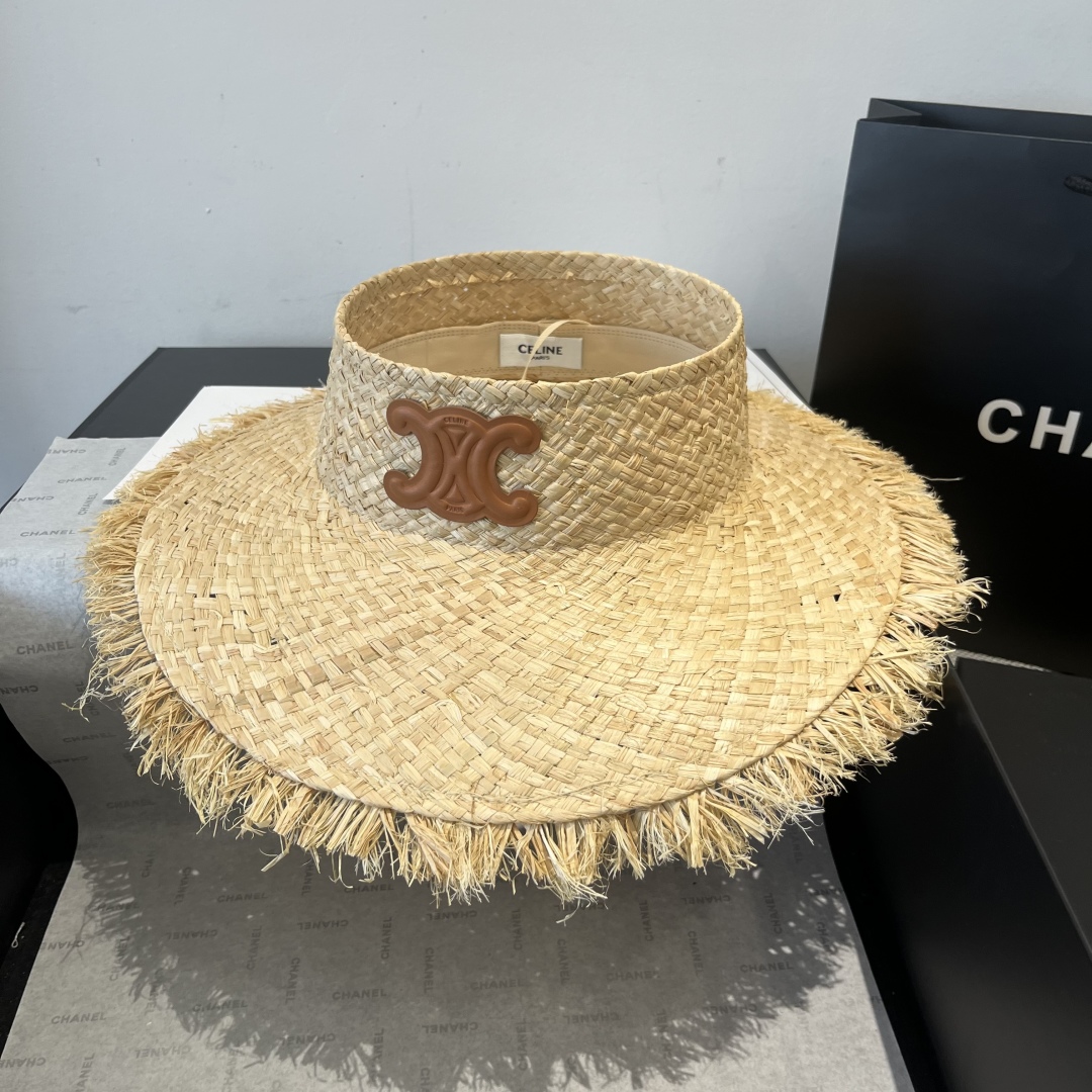 P

Celine赛琳新款空顶草帽，拉菲草制作，轻盈百搭，头围57cm