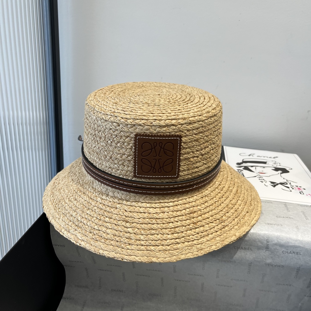 P

LOEWE罗意威拉菲草盆帽，桶帽，头围57cm
