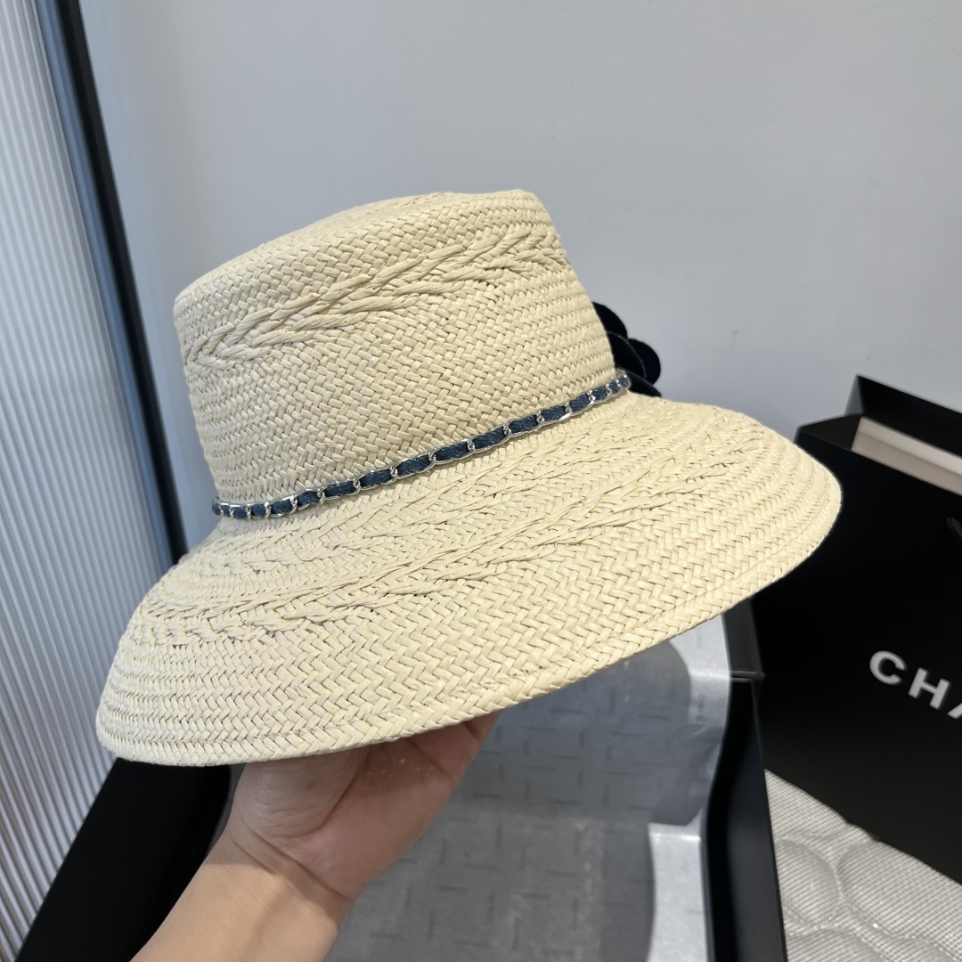 P

Chanel香奈儿台湾和草盆帽，遮阳礼帽，头围57vm