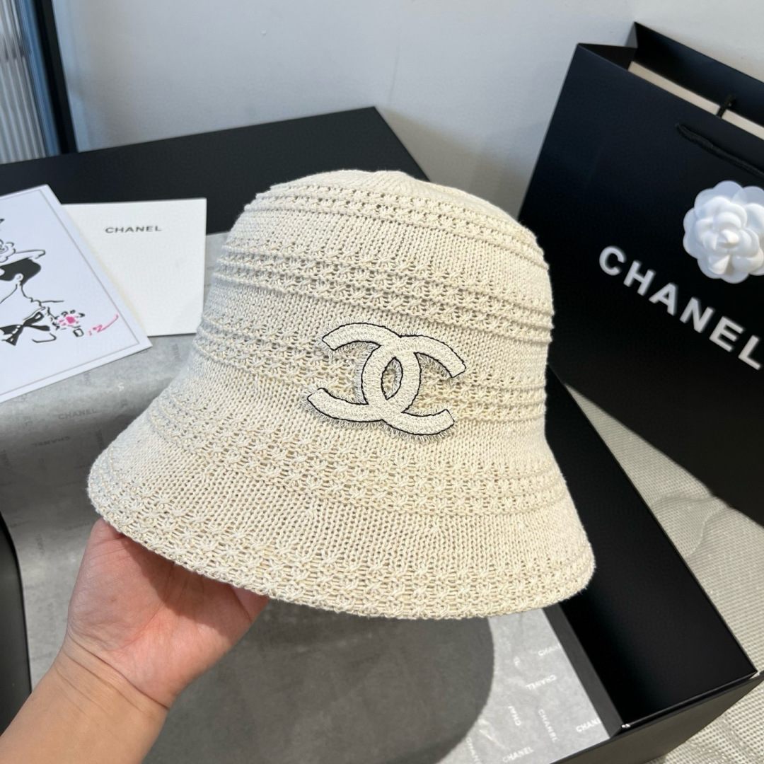 P

Chanel香奶儿春夏款针织手抓帽，渔夫帽，头围57cm