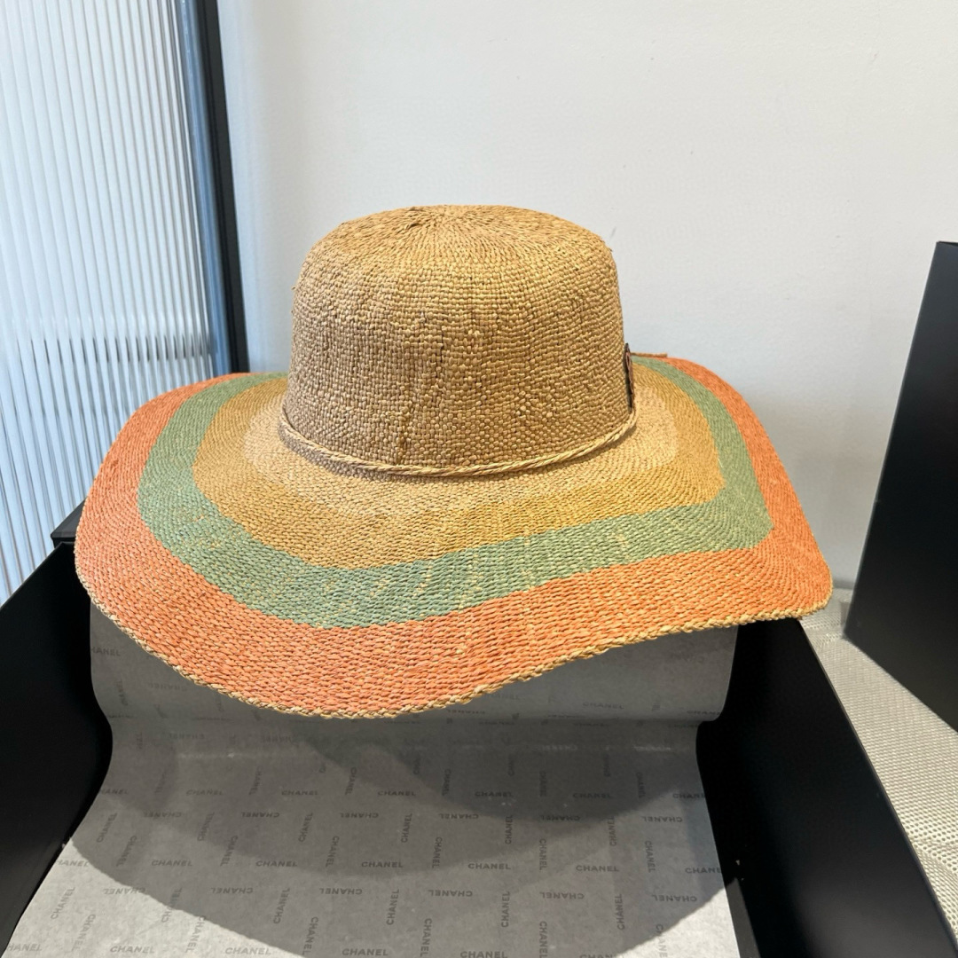 P

ＬＯＥＷＥ罗意威 新款草帽，手工钩织草编帽，大帽檐草帽，遮阳沙滩帽可折叠，携带方便，头围57cm
