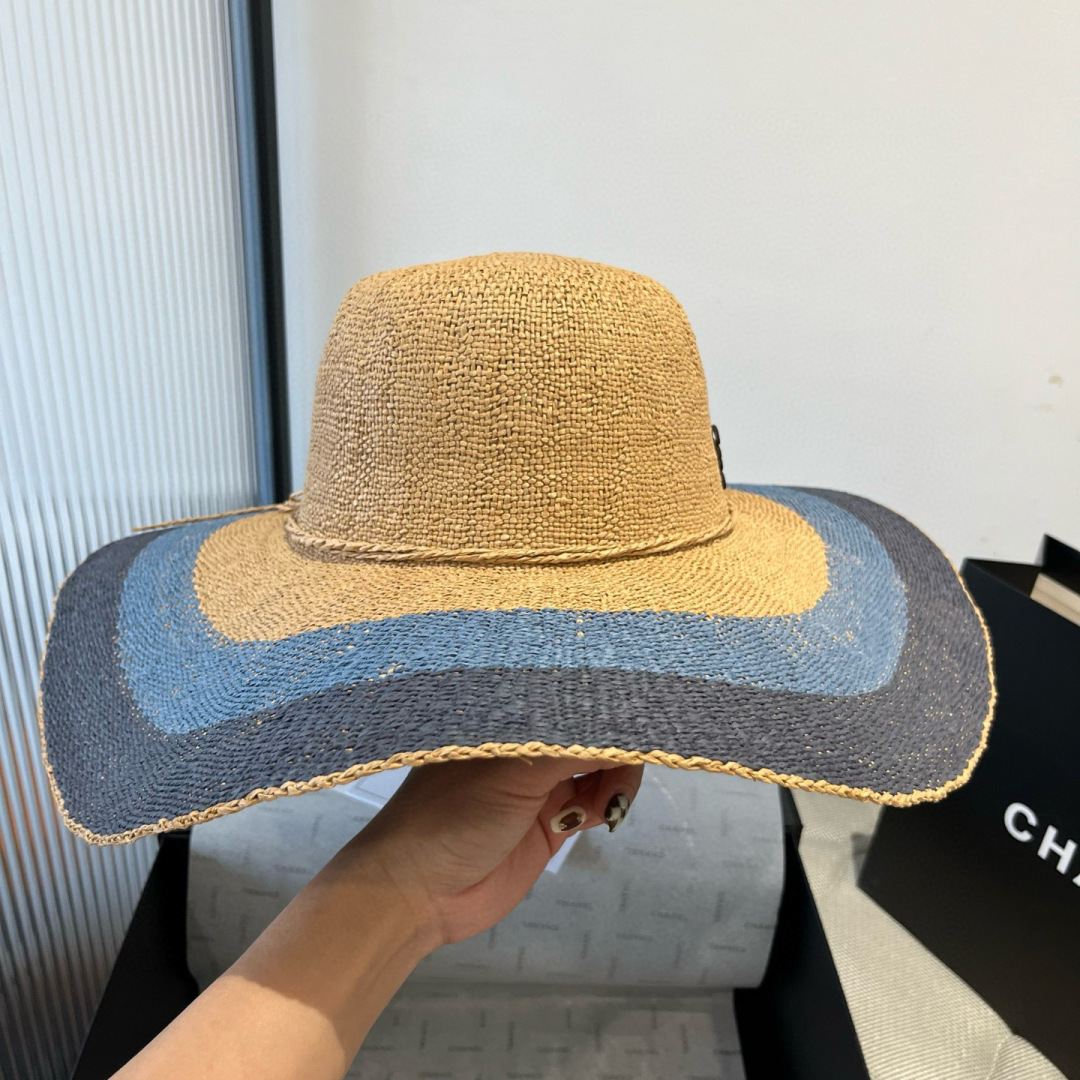 P

ＬＯＥＷＥ罗意威 新款草帽，手工钩织草编帽，大帽檐草帽，遮阳沙滩帽可折叠，携带方便，头围57cm