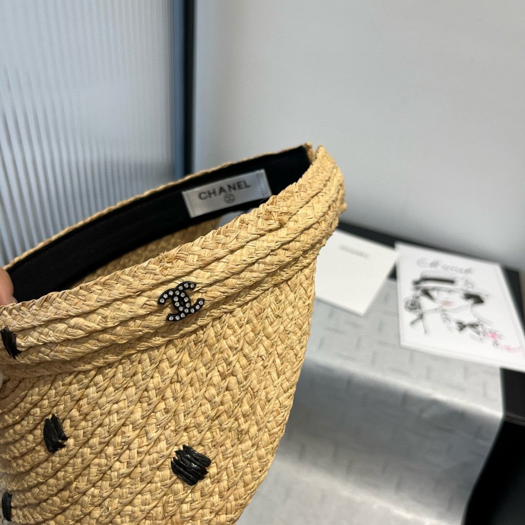 P

Chanel香奈儿拉菲草遮阳帽，发箍草帽