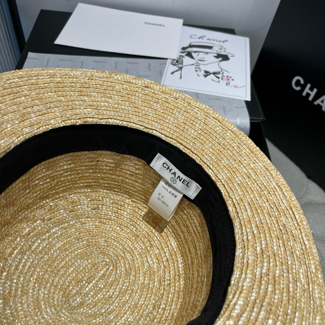 P

Chanel香奈儿官方款平顶小礼帽，麦杆草制作，头围57cm