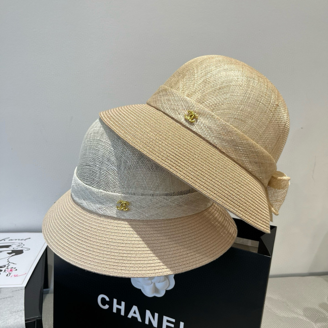 P

Chanel香奈儿麻纱帽，高级盆帽，头围57cm