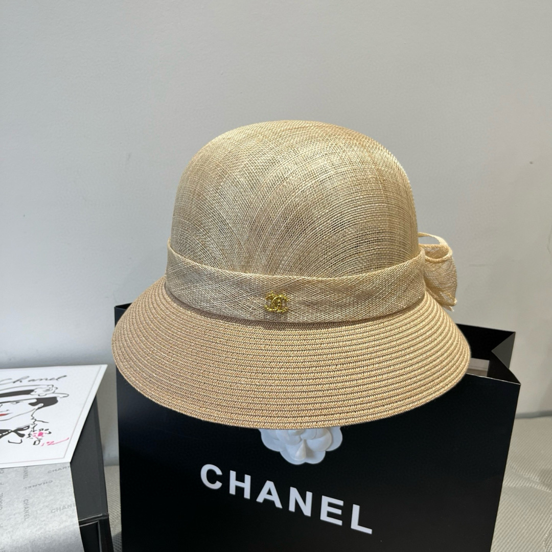 P

Chanel香奈儿麻纱帽，高级盆帽，头围57cm