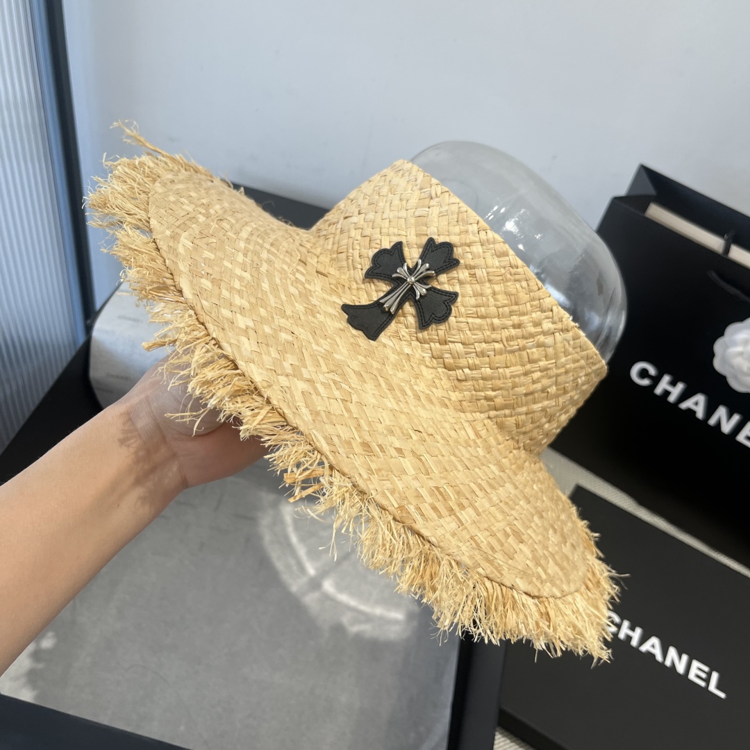 P

克罗心新款空顶草帽，拉菲草制作，轻盈百搭，头围57cm