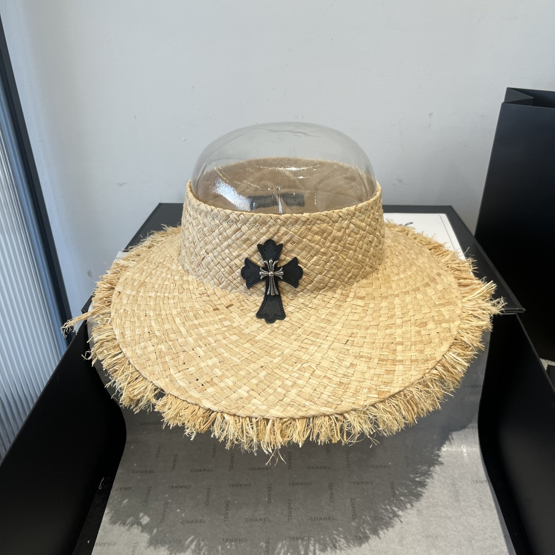 P

克罗心新款空顶草帽，拉菲草制作，轻盈百搭，头围57cm