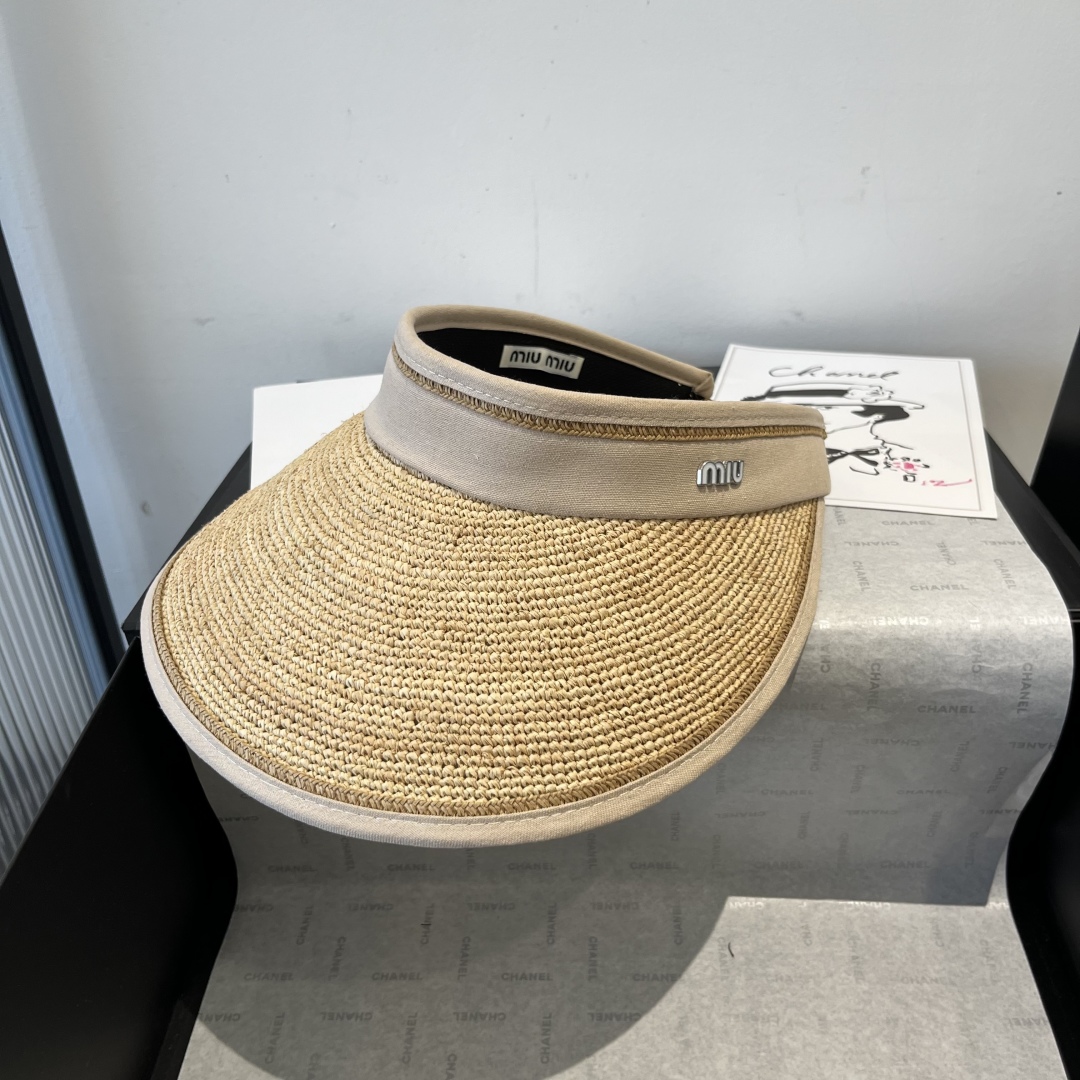P

miumiu缪缪拉菲草空顶遮阳帽