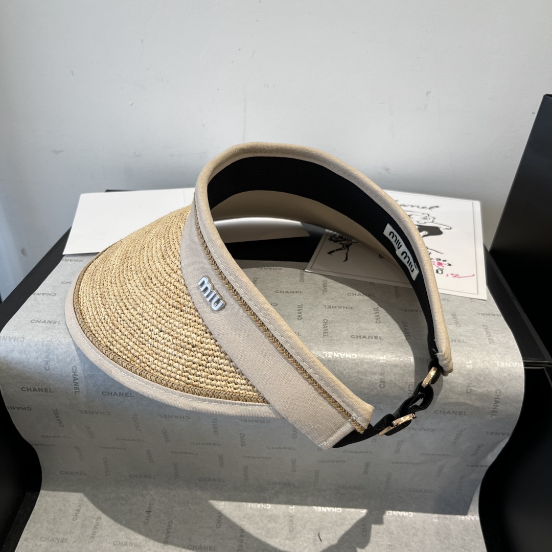 P

miumiu缪缪拉菲草空顶遮阳帽
