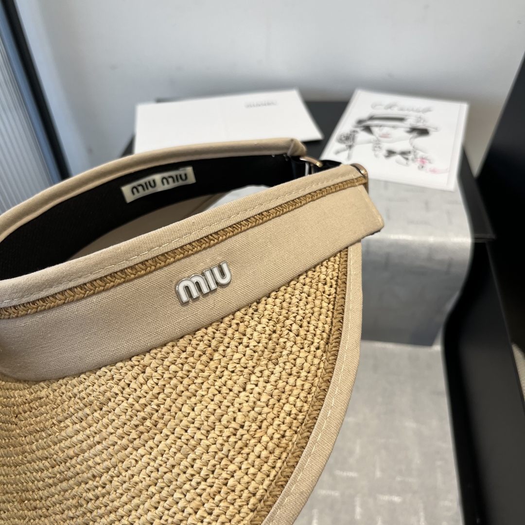 P

miumiu缪缪拉菲草空顶遮阳帽