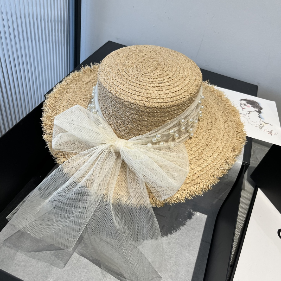 NO:229204,Chanel Chanel Rafia top hat, pearl bow, high-end goddess style, head 57cm hat, straw hat fisherman hat baseball hat, hat, chanel, chanel, espadrilles, hats19860909Chanel香奈儿拉菲草平顶礼帽,珍珠蝴蝶结,高端女神范,头围57cm帽子草帽渔夫帽棒球帽,帽子,chanel,chanel,espadrilles,hats,hat