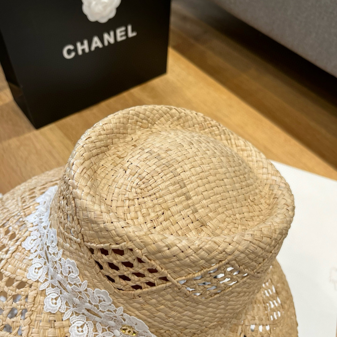 P

Chanel香奈儿新款草帽，拉菲草镂空礼帽，仙女必备，，头围57cm