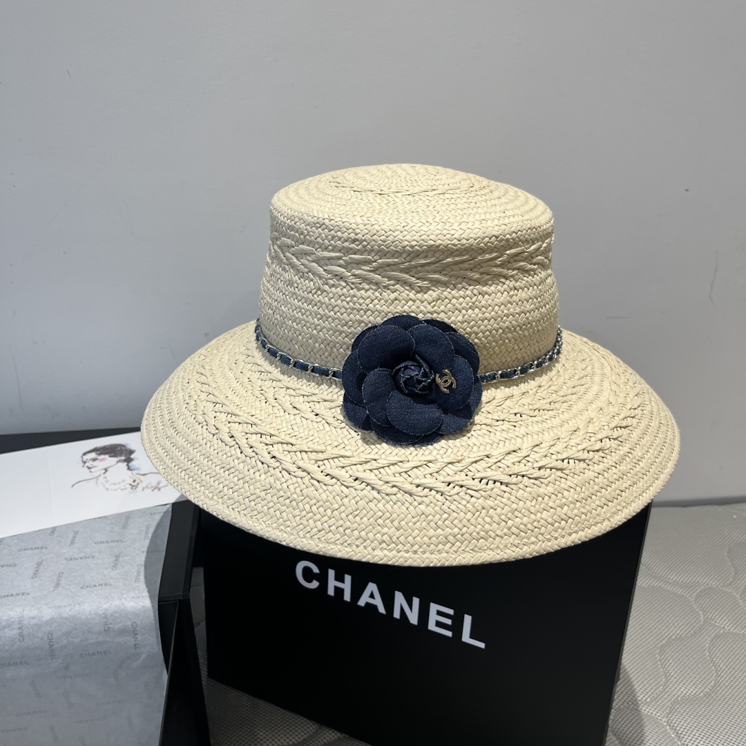P

Chanel香奈儿台湾和草盆帽，遮阳礼帽，头围57vm