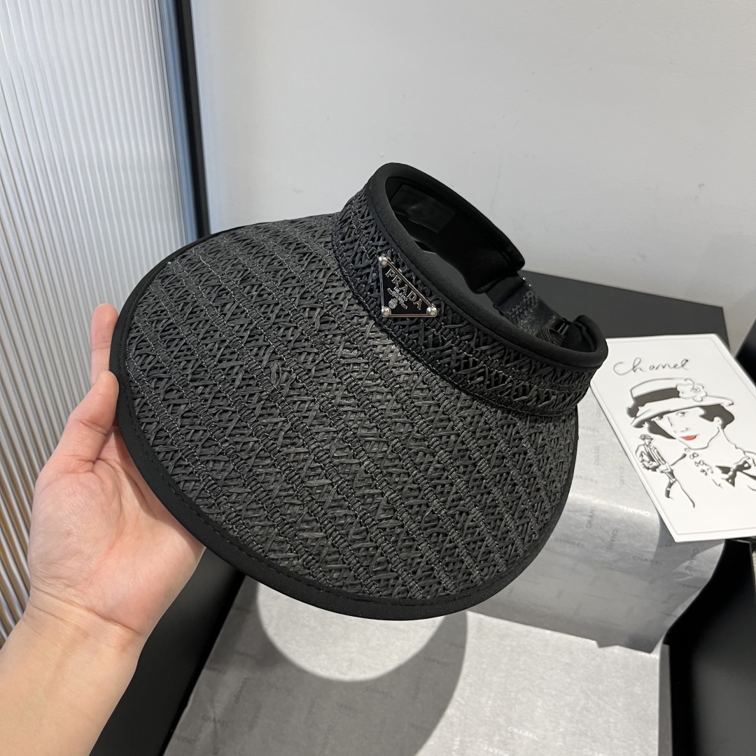 P

Prada普拉达新款空顶发箍遮阳帽，可调节，头围57cm