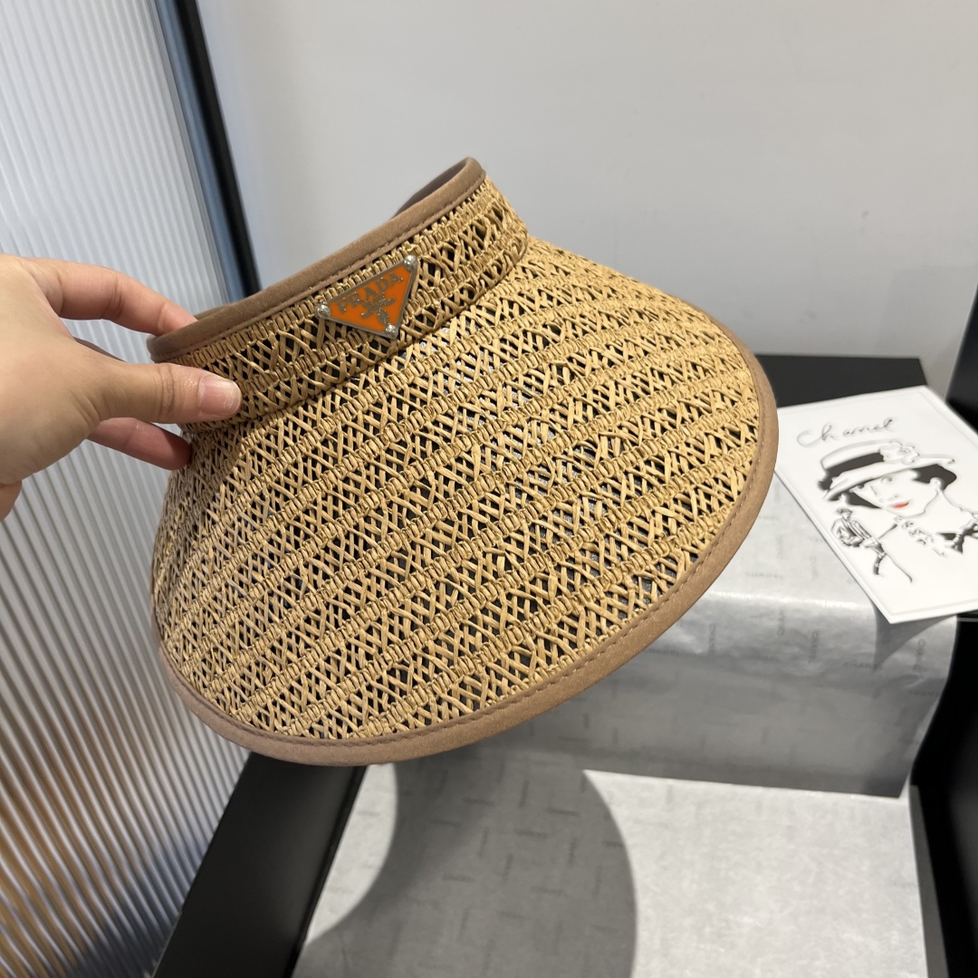 P

Prada普拉达新款空顶发箍遮阳帽，可调节，头围57cm