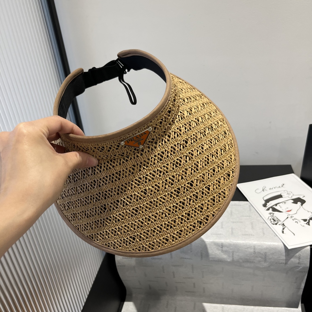 P

Prada普拉达新款空顶发箍遮阳帽，可调节，头围57cm