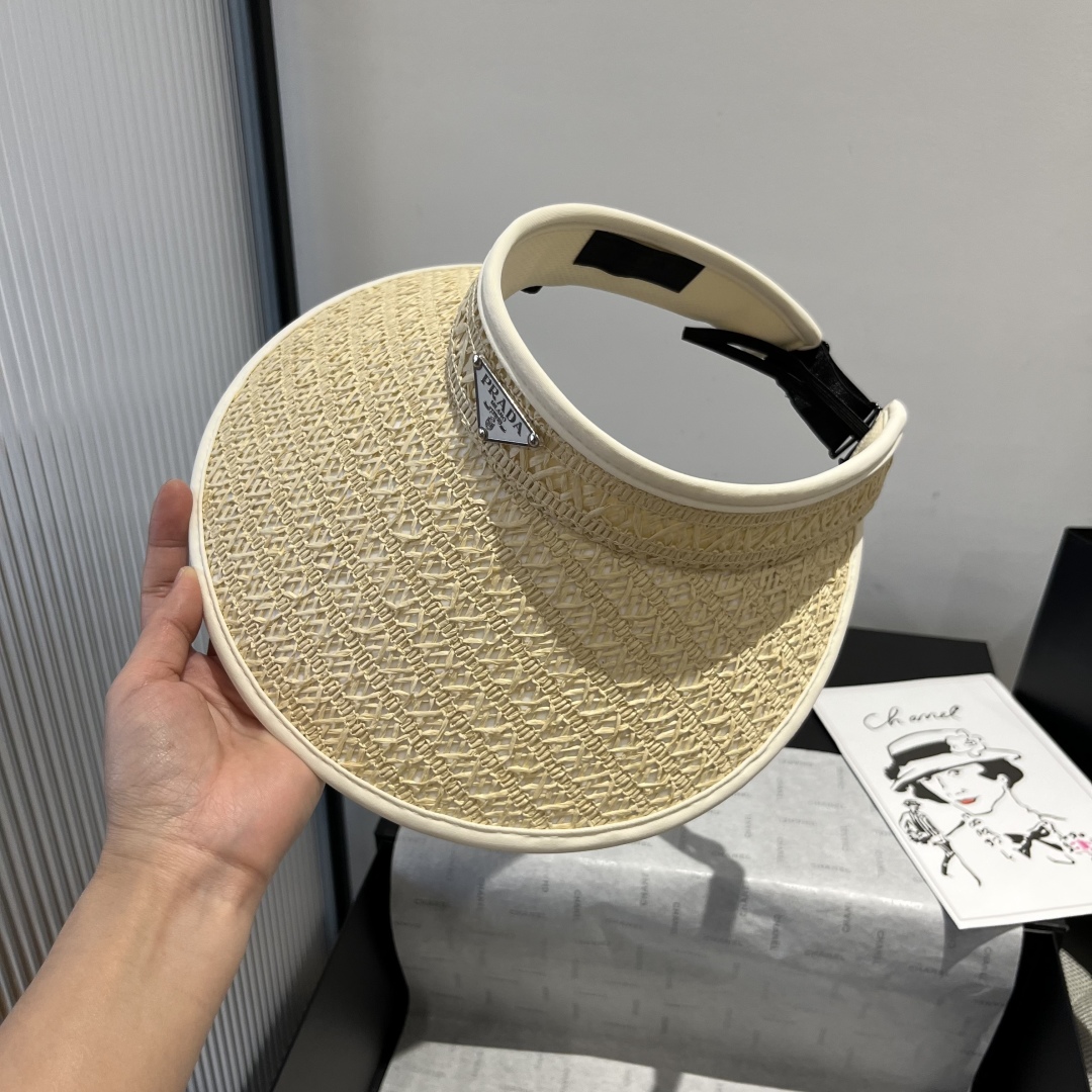 P

Prada普拉达新款空顶发箍遮阳帽，可调节，头围57cm