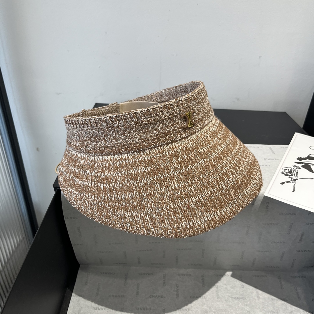 P
 Celine新款针织空顶遮阳帽，可折叠，出游携带方便