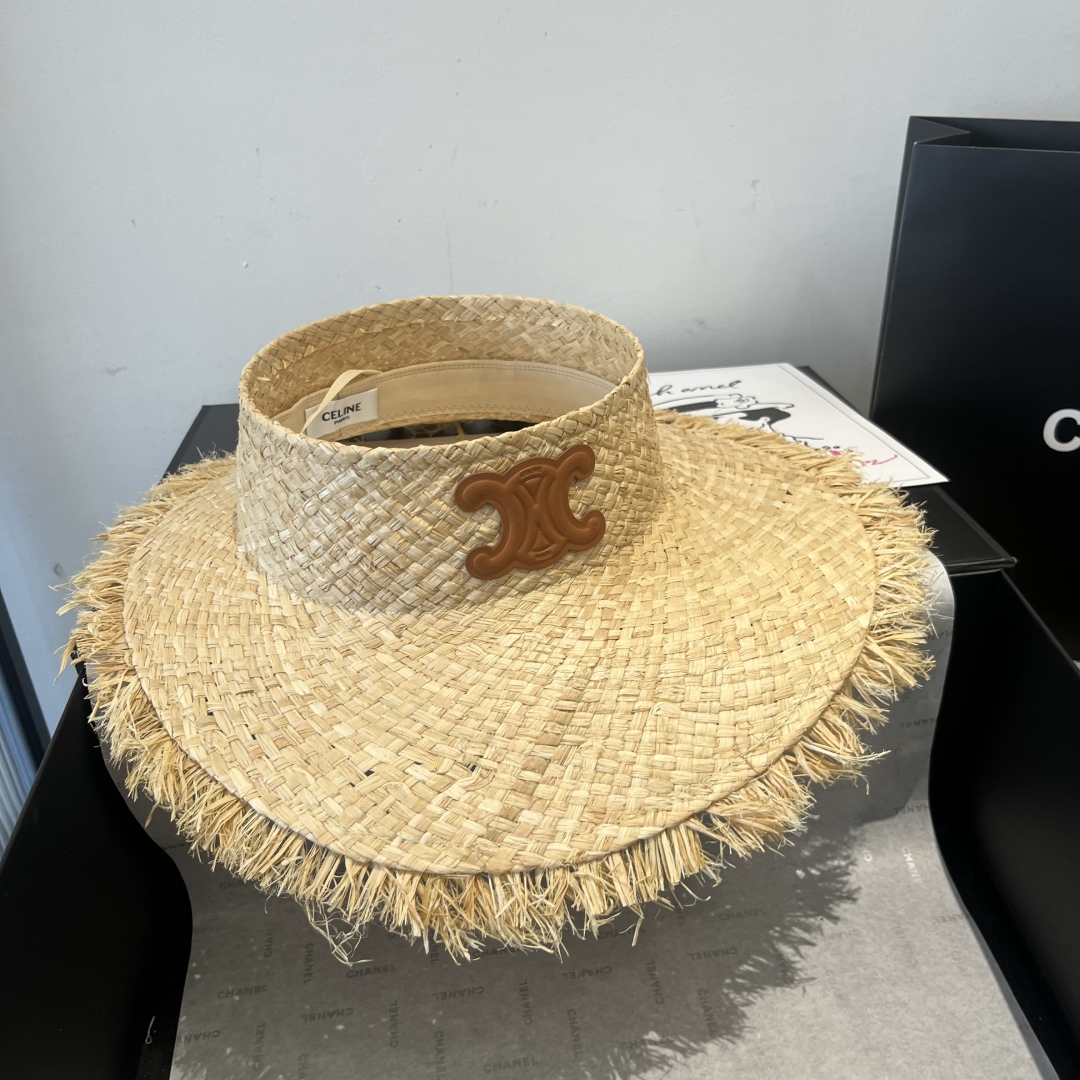 P

Celine赛琳新款空顶草帽，拉菲草制作，轻盈百搭，头围57cm